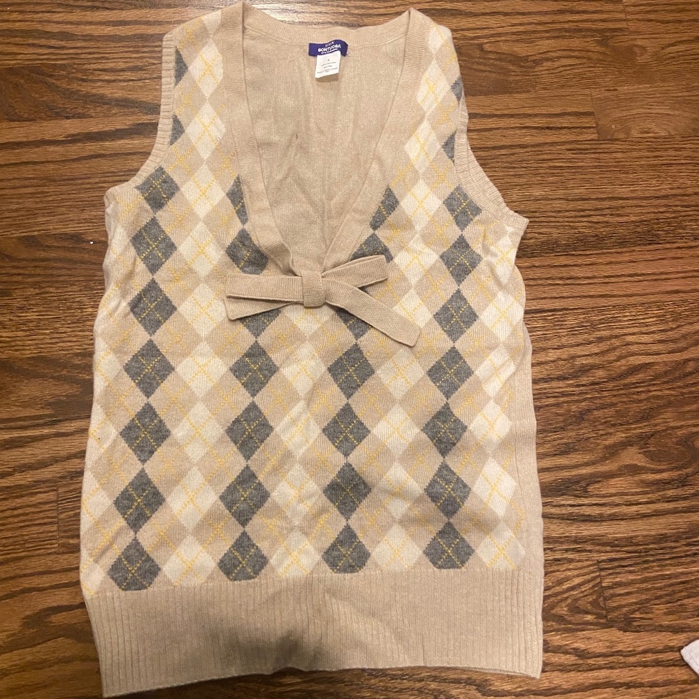 J crew argyle cashmere sweater vest